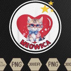 Cute Meowica 4th of July kitty with glasses heart love USA Svg, Eps, Png, Dxf, Digital Download