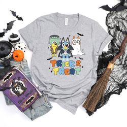 bluey halloween t-shirt, trick or threat, bluey family halloween shirt, halloween shirt, gift for family, bluey family,