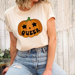 lgbt halloween tshirt, queer halloween tshirt, gay halloween shirt, retro pumpkin shirt, lesbian halloween pumpkin shirt