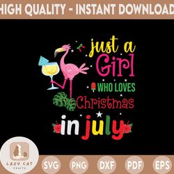just a girl who loves christmas in july svg, plamingo svg, funny july party, xmas in july svg, summer christmas,cricut