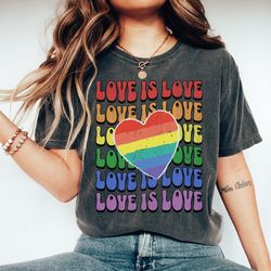 retro pride comfort colors shirt, lgbt shirt, pride month shirt, rainbow heart shirt, trendy pride, ally tshirt, lgbtqia