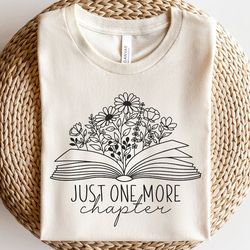 book with flowers svg, just one more chapter svg, book lover svg, bookworm svg, floral line art, reading teacher svg, te