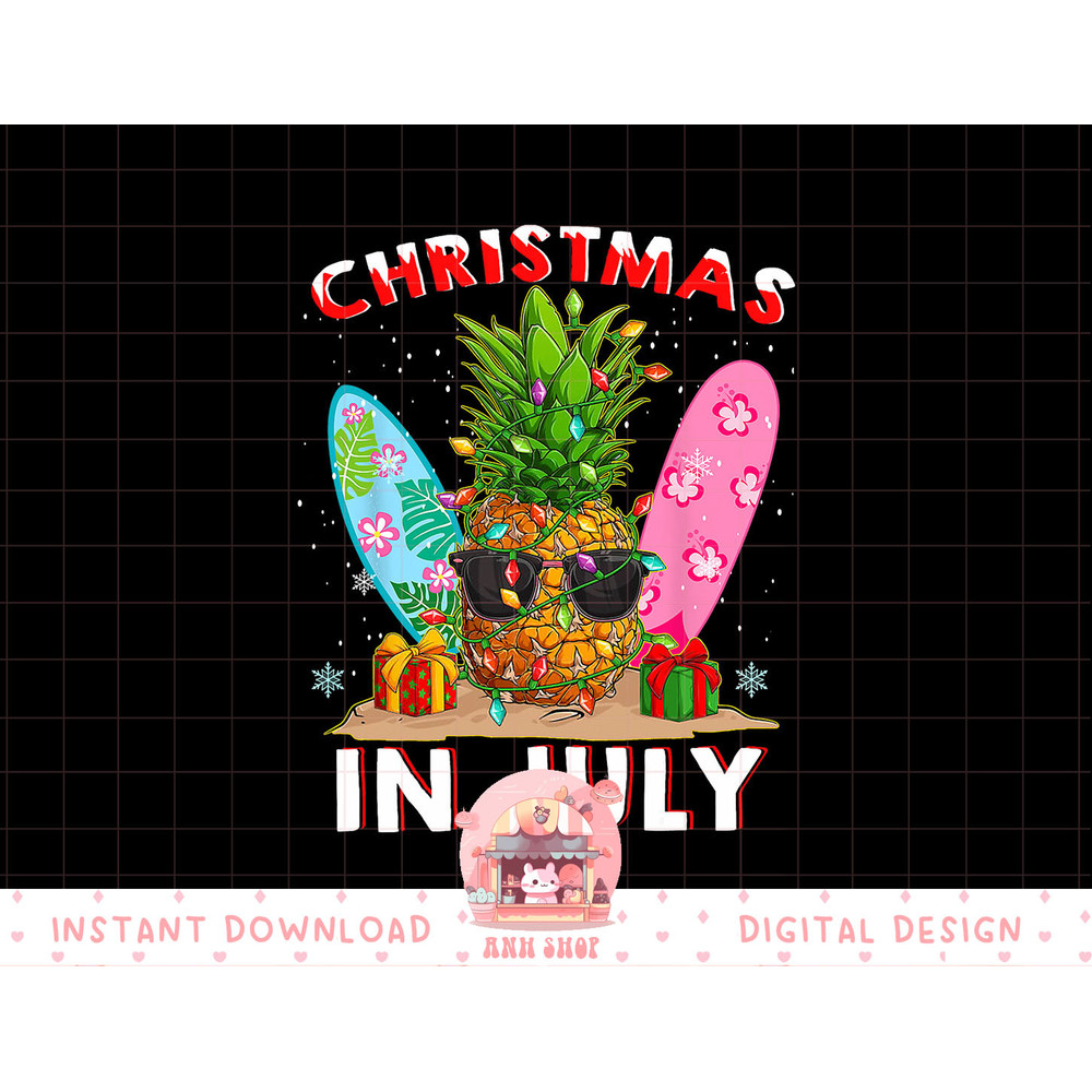 Christmas In July Pineapple Surf Santa Summer Tree png, sublimation copy.jpg