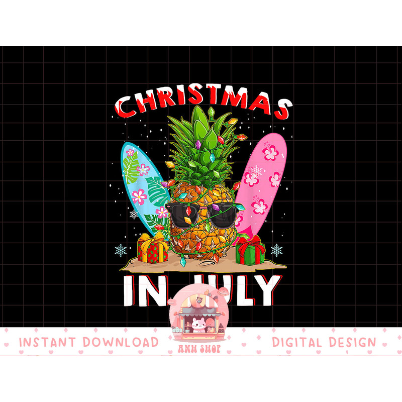 Christmas In July Pineapple Surf Santa Summer Tree png, sublimation copy.jpg