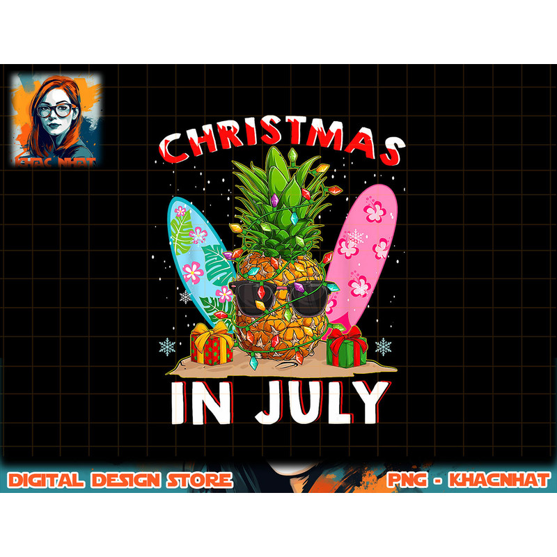 Christmas In July Pineapple Surf Santa Summer Tree png, sublimation copy.jpg