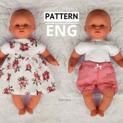 Pdf pattern, doll clothes patterns, Corolle doll Baby Calin, 12 inch doll clothes