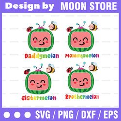 Birthday Family Watermelon Svg File, Daddymelon Mommymelon Birthday Boy Birthday Png File Download, Digital Print