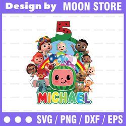 cocomelon personalized name and ages birthday png, cocomelon brithday png,word party family png, watermelon birthday