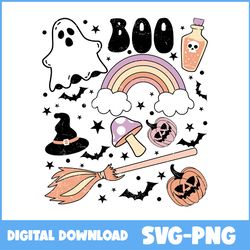 boo svg, pumpkin svg, witch svg, bat svg, rainbow svg, ghost svg, retro halloween svg, halloween svg, png digital file