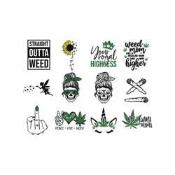 weed bundle svg, trending svg, weed svg, weed sunflower svg, weed unicorn svg, straight outta weed svg, weed mom svg, ma