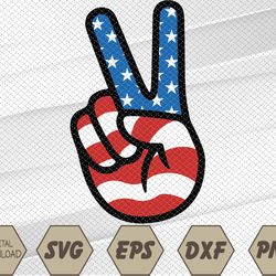 American Flag Peace Sign Hand Tank Top Svg, Eps, Png, Dxf, Digital Download