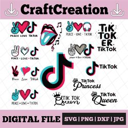 bundle tiktok svg, tiktok svg, queen svg, tik tok logo svg digital download