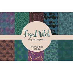Forest Witch Pattern | Halloween Digital Paper