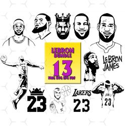 13 files lebron james bundle svg, sport svg, lebron james svg, lebron james bundle, lebron james png, lakers svg, 23 svg