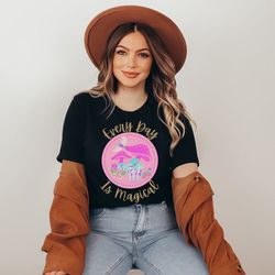 every day is magical tee zen vibes inspo, graphic tee gift with mushrooms and butterflies, bella & canva 3001, high vibr