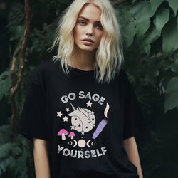 unicorn mushroom go sage yourself chakra balance tshirt zen vibes inspiration graphic tee gift for friends, family, fest