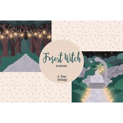 Night Forest Clipart | Forest Witch Background