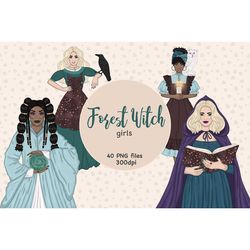 Witch Girl Clipart | Halloween Girl Illustration