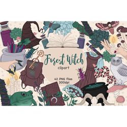 Forest Witch Clipart | Gothic Halloween PNG