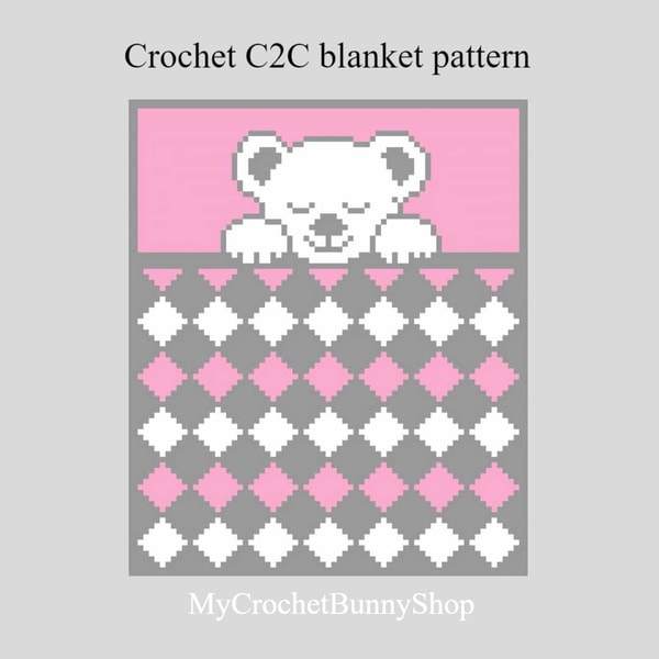 Crochet C2C Sleeping Bear graphgan pattern PDF instant down | Inspire ...