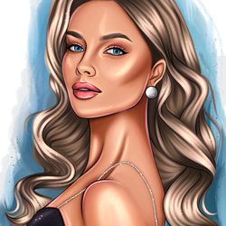 digital portrait blonde in evening dress format ipeg png