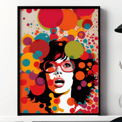 Girl Portrait Pop Art, Digital Prints Wall Art, Pop Culture Wall Art, Digital Art Download