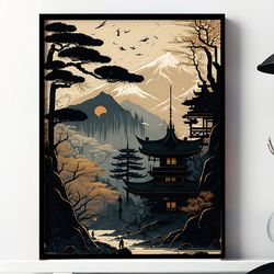 Japanese Landscape Wall Art, Digital Prints Wall Art, Printable Wall Art Digital Download