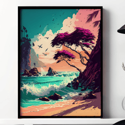 Beach Landscape Wall Art, Digital Prints Wall Art, Printable Wall Art