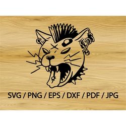 Punk Cat SVG Png Eps Pdf Jpg punk art vector cricut punk subculture