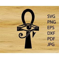 Eye of Horus and Ankh Cross SVG Png Eps Pdf Jpg Ancient Egypt Eye and Cross, Egypt God symbols, Egypt symbols svg, eye o