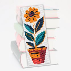 Cross stitch bookmark pattern Sunflower, Bookmark embroidery pattern, Floral cross stitch, Gift for book lover