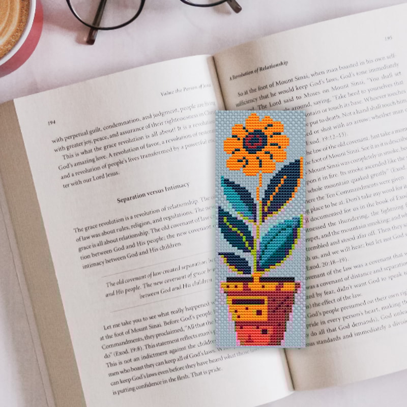 cross stitch bookmark pattern Flower