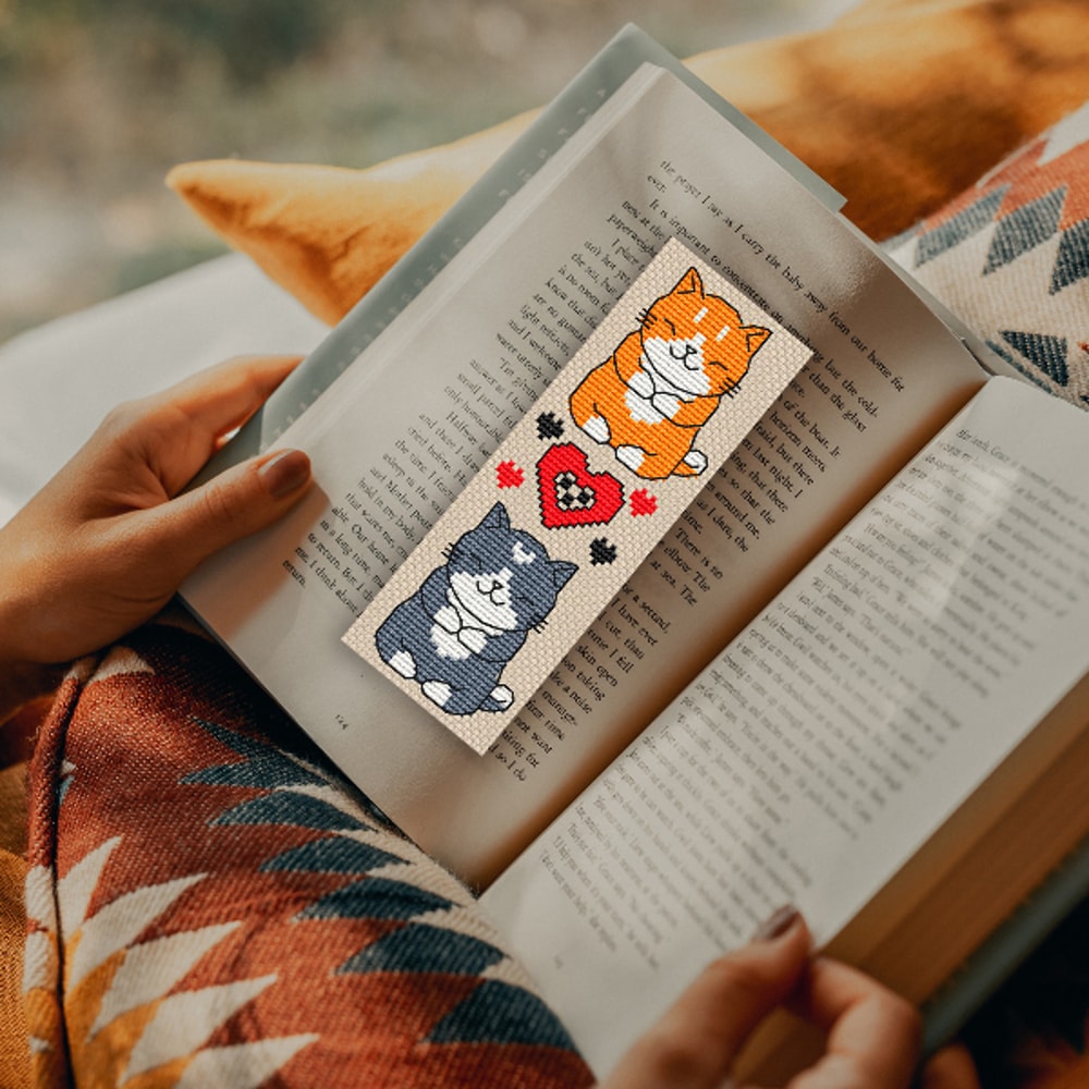 bookmark embroidery pattern Cats