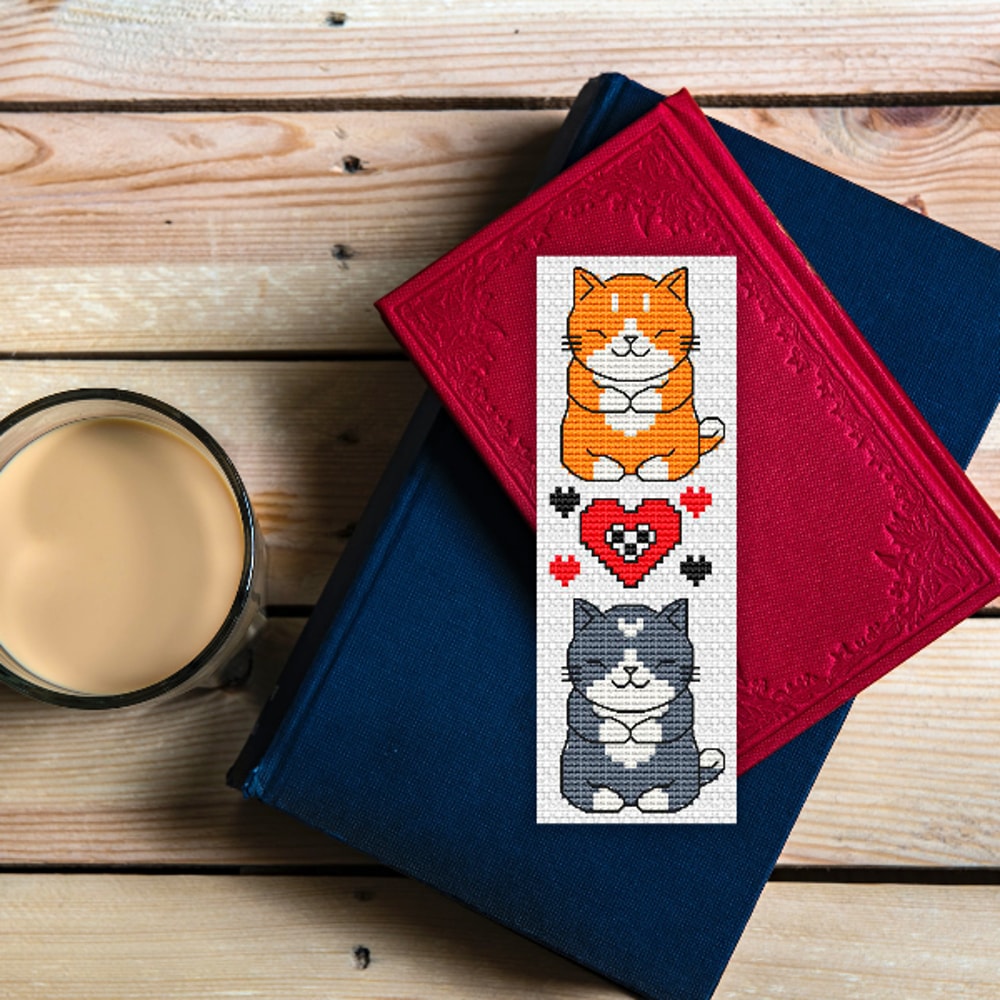 cross stitch bookmark pattern kawaii cats