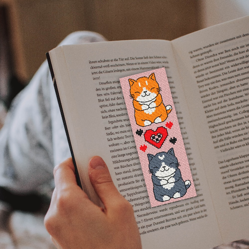 embroidery pattern bookmark Cats
