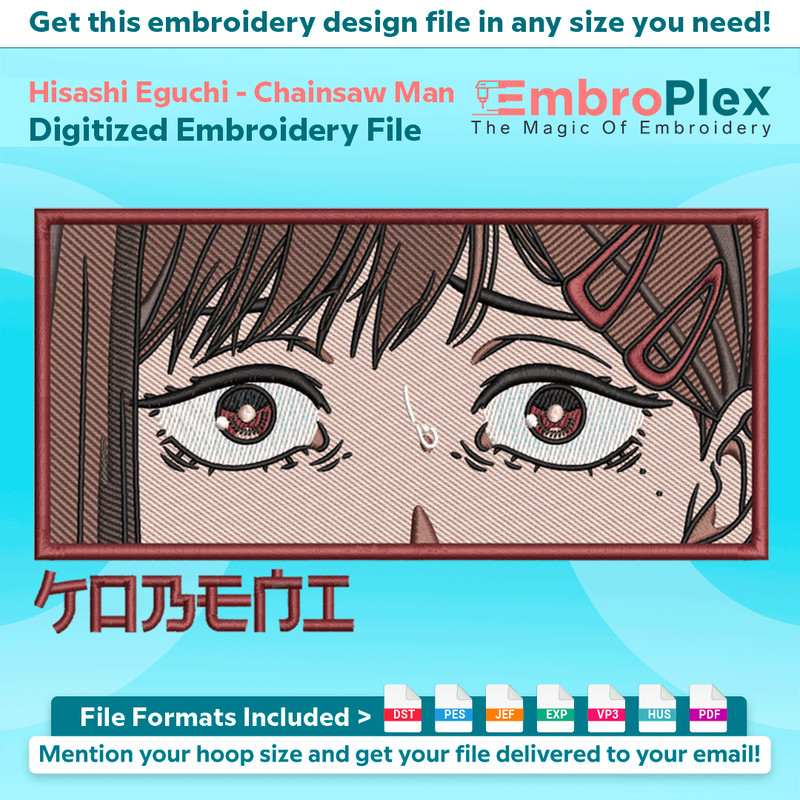 Anime-Inspired Hisashi Eguchi Embroidery Design File main image - This anime embroidery designs files featuring Hisashi Eguchi from Chainsaw Man. Digital downlo