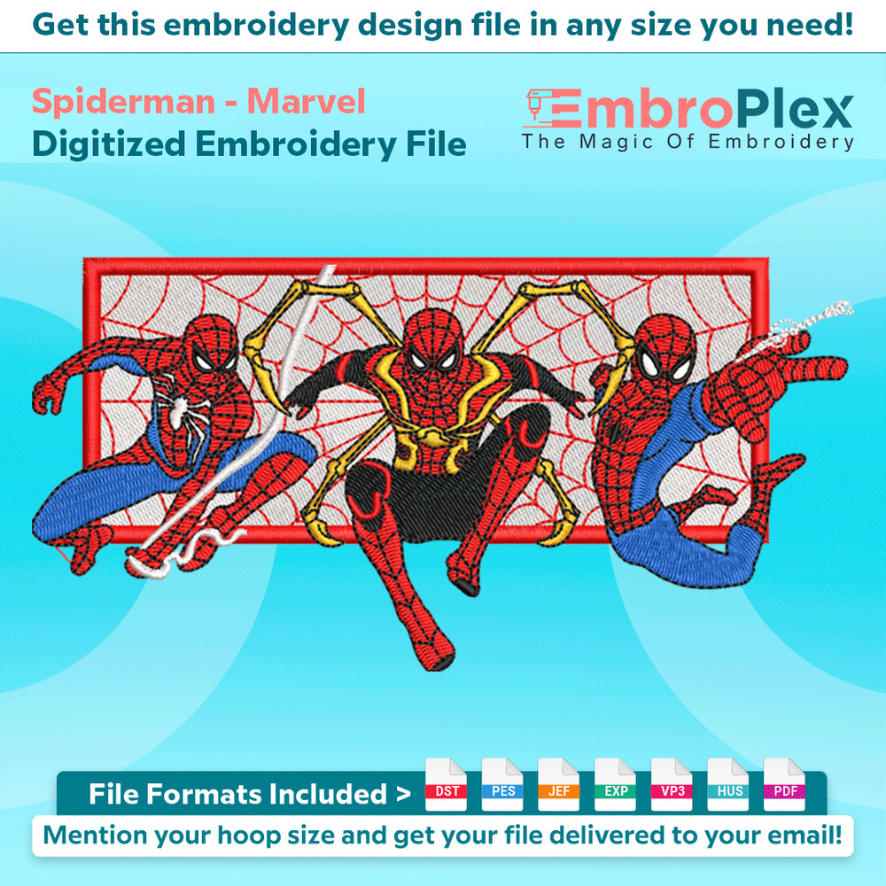 Anime-Inspired Spiderman Embroidery Design File main image - This anime embroidery designs files featuring Spiderman from Marvel. Digital download in DST & PES