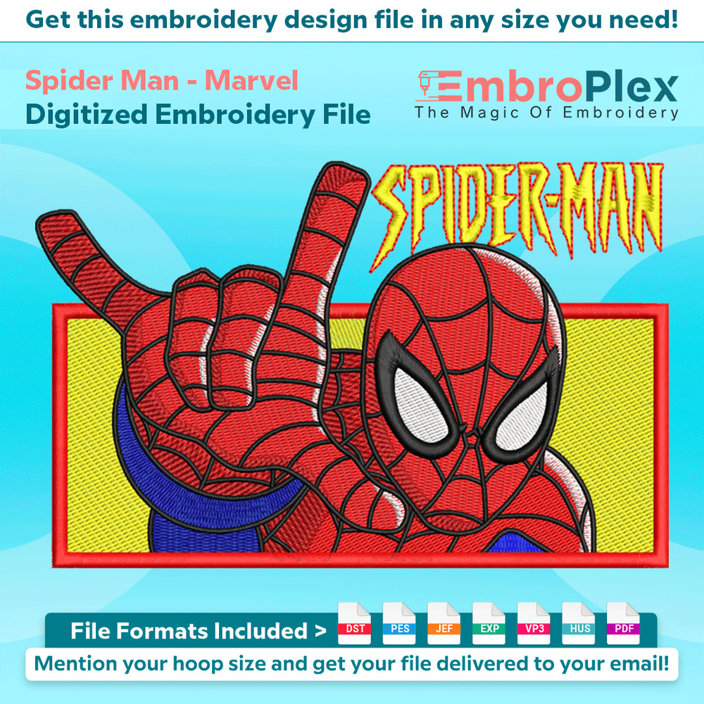 Anime-Inspired Spiderman Embroidery Design File main image - This anime embroidery designs files featuring Spiderman from Marvel. Digital download in DST & PES