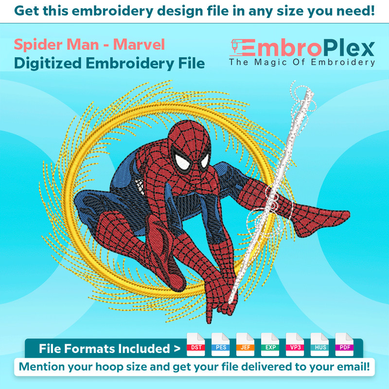 Anime-Inspired Spiderman Embroidery Design File main image - This anime embroidery designs files featuring Spiderman from Marvel. Digital download in DST & PES