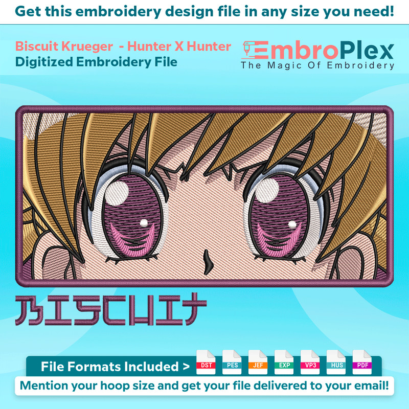 Anime-Inspired Biscuit Krueger Embroidery Design File main image - This anime embroidery designs files featuring Biscuit Krueger from Hunter X Hunter. Digital d