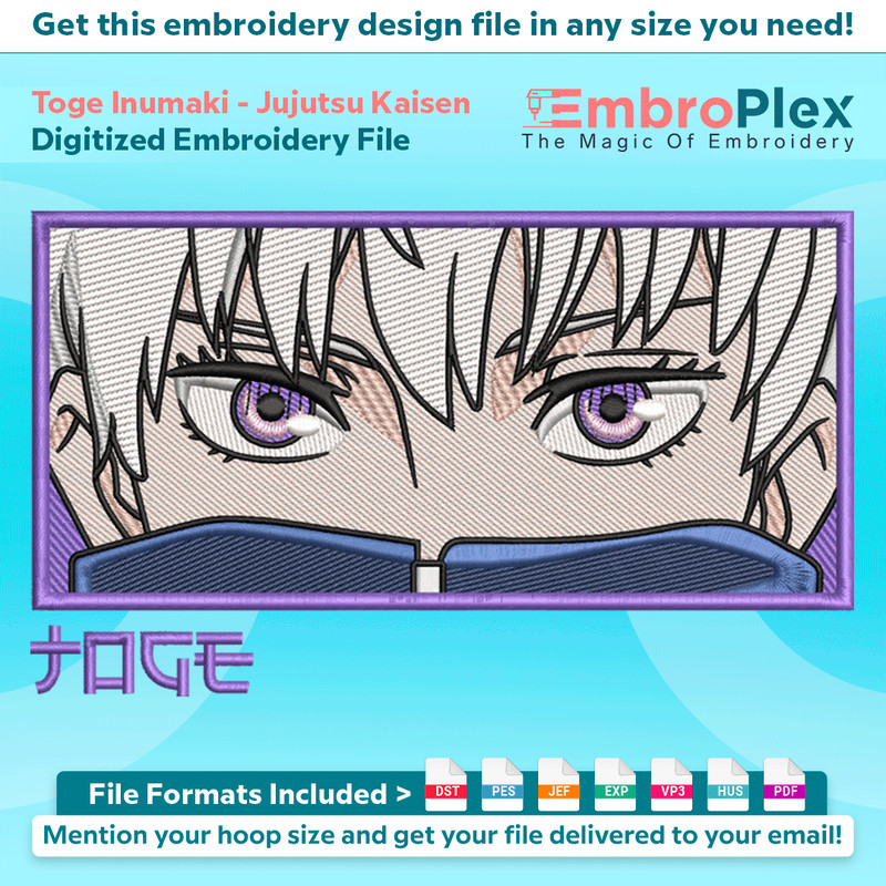 Anime-Inspired Toge Inumaki Embroidery Design File main image - This anime embroidery designs files featuring Toge Inumaki from Demon Slayer. Digital download i