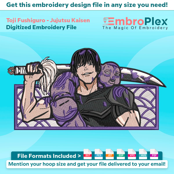 Tojiro Pattern Toji Fushiguro From Jujutsu Kaisen Embroidery Design File | Inspire Uplift