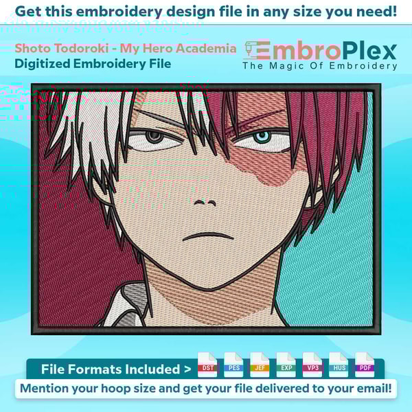 Shoto Todoroki From My Hero Academia Embroidery Designs File | Inspire ...