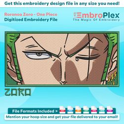 roronoa zoro from one piece embroidery design file