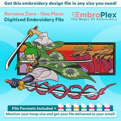 roronoa zoro from one piece embroidery designs file