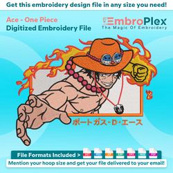 d.ace from one piece embroidery design file