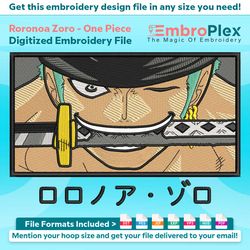 zoro from one piece embroidery design file