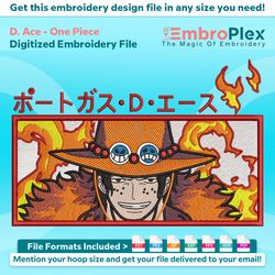 d. ace embroidery design file (anime-inspired)