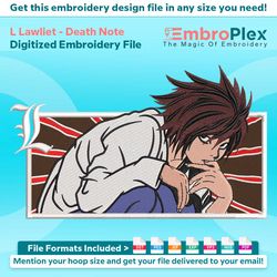 l lawliet embroidery design file (anime-inspired)
