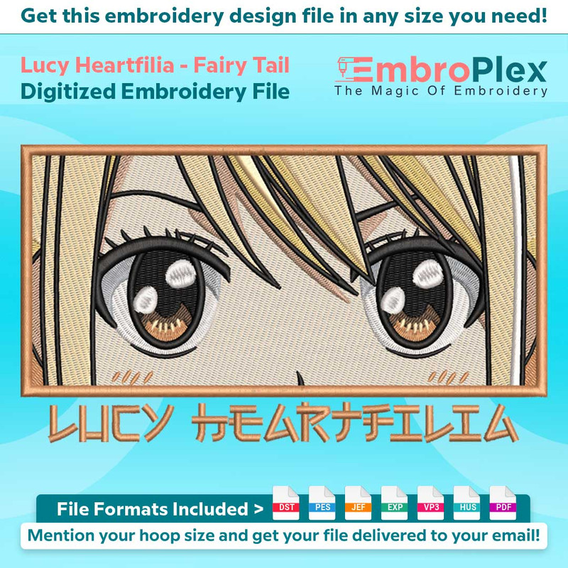 Anime-Inspired Lucy Heartfilia Embroidery Design File main image - This anime embroidery designs files featuring Lucy Heartfilia from Fairy Tail. Digital downlo